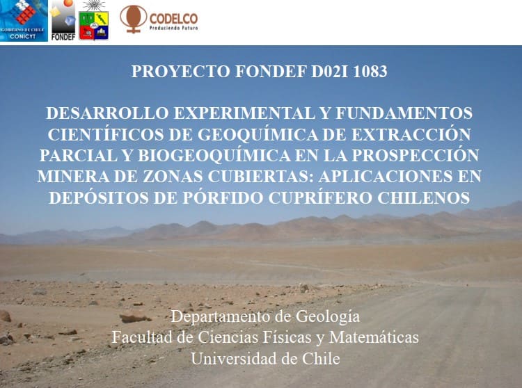 Investigación geoquímica para la exploración minera de depósitos de pórfido cuprífero.