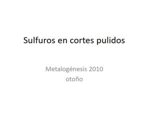 Microfotografías de sulfuros en cortes pulidos mostrando sus propiedades ópticas: color, reflectividad, anisotropía, etc.