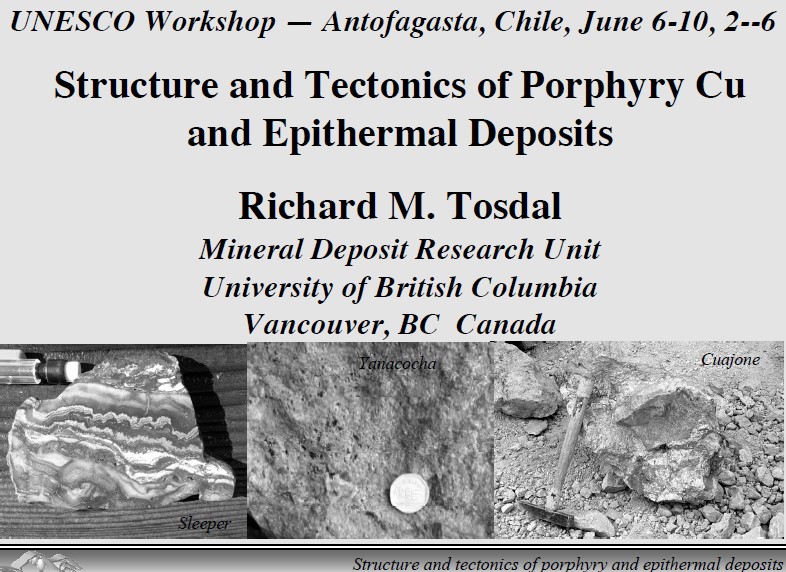 Modelo geológico esquemático de un sistema porfídico-epitermal mostrando la relación entre la intrusión magmática y la mineralización.
